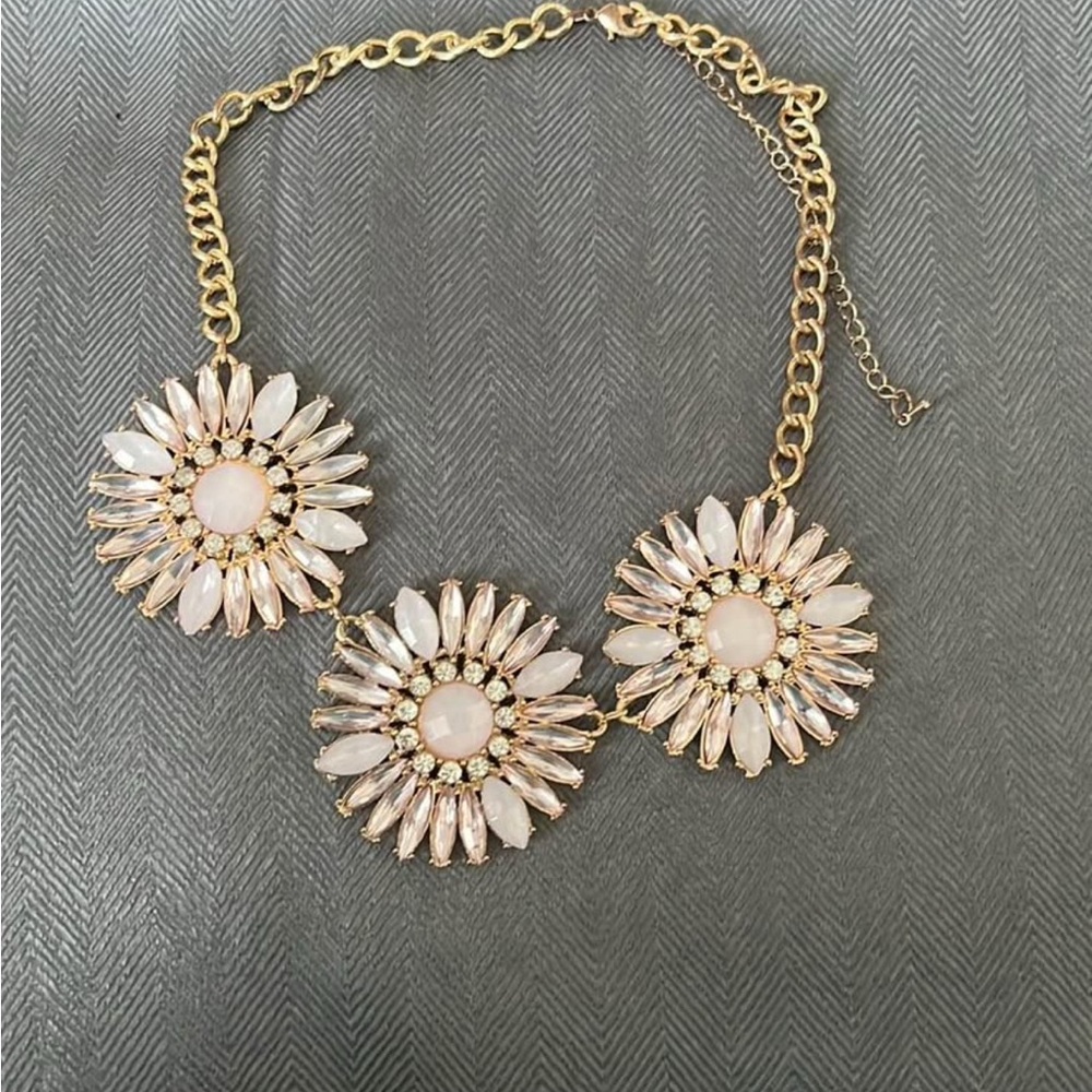 Elegant Gold and Pink Floral Necklace
